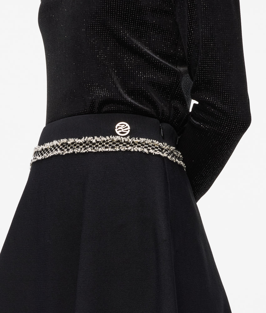 Boucl�� detail knit skirt