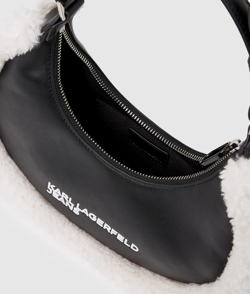 Shearling moon shoulder bag