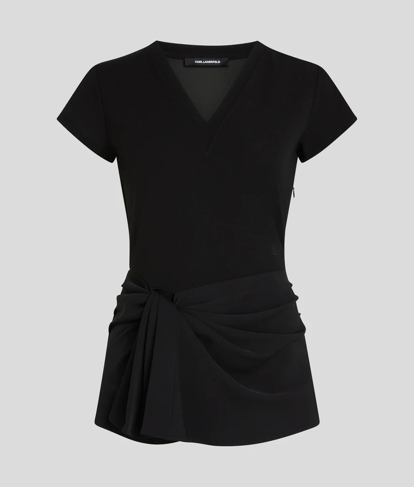 FABRIC MIX V-NECK TOP