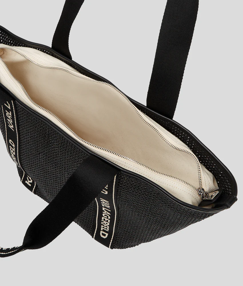 Logo woven beach tote bag