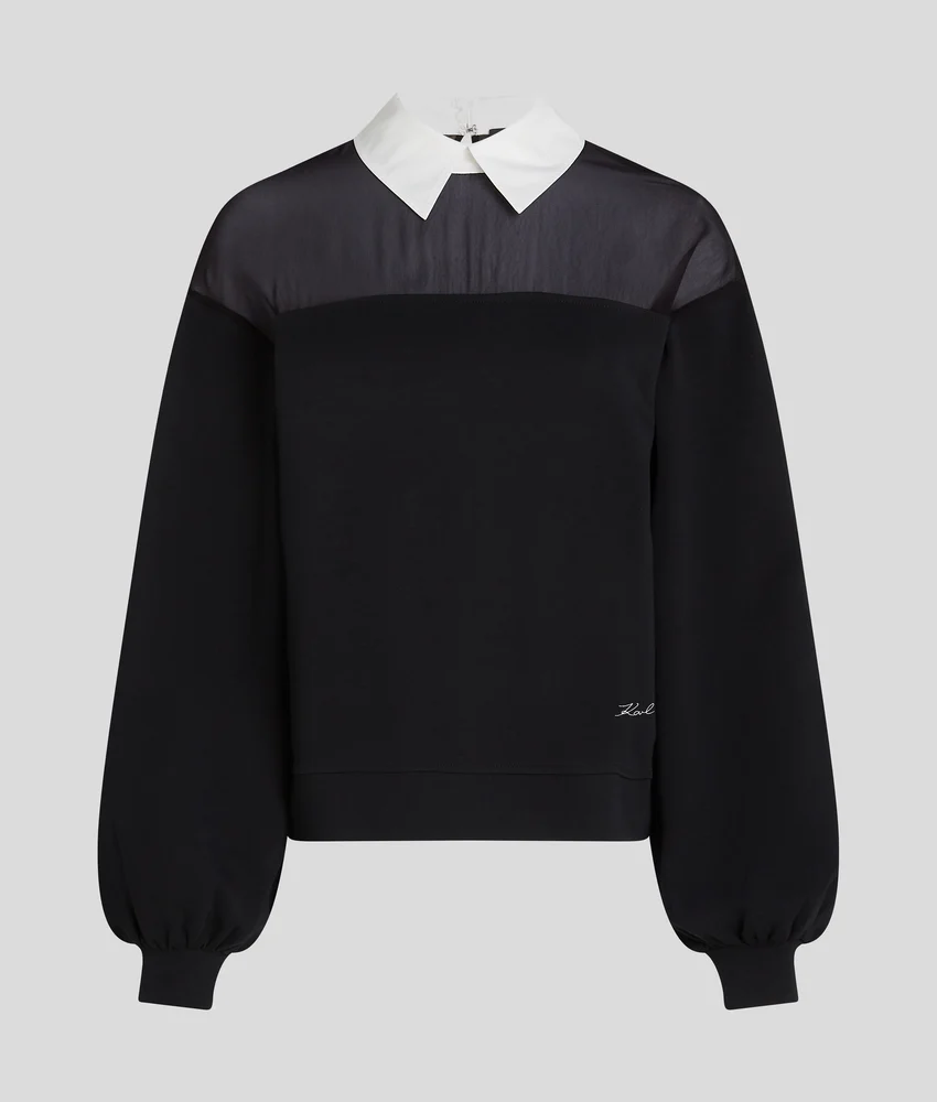 POPLIN COLLAR SWEATSHIRT