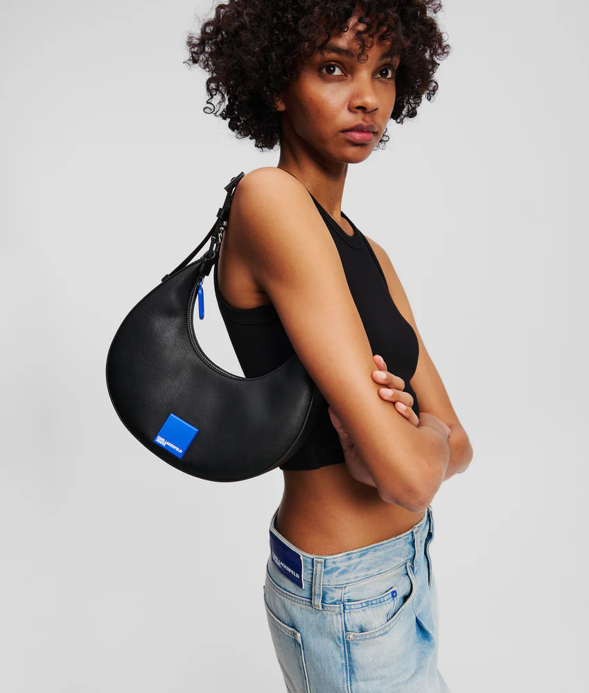 KLJ BOX LOGO HALF-MOON SHOULDER BAG