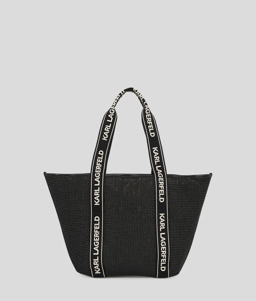 Logo woven beach tote bag