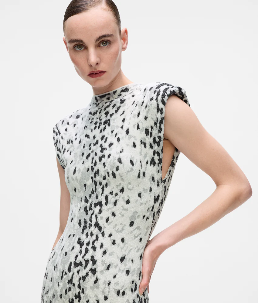 Snow leopard knit dress