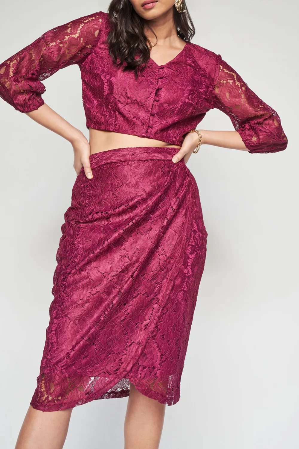 Wine Casual Style Co-ords Set