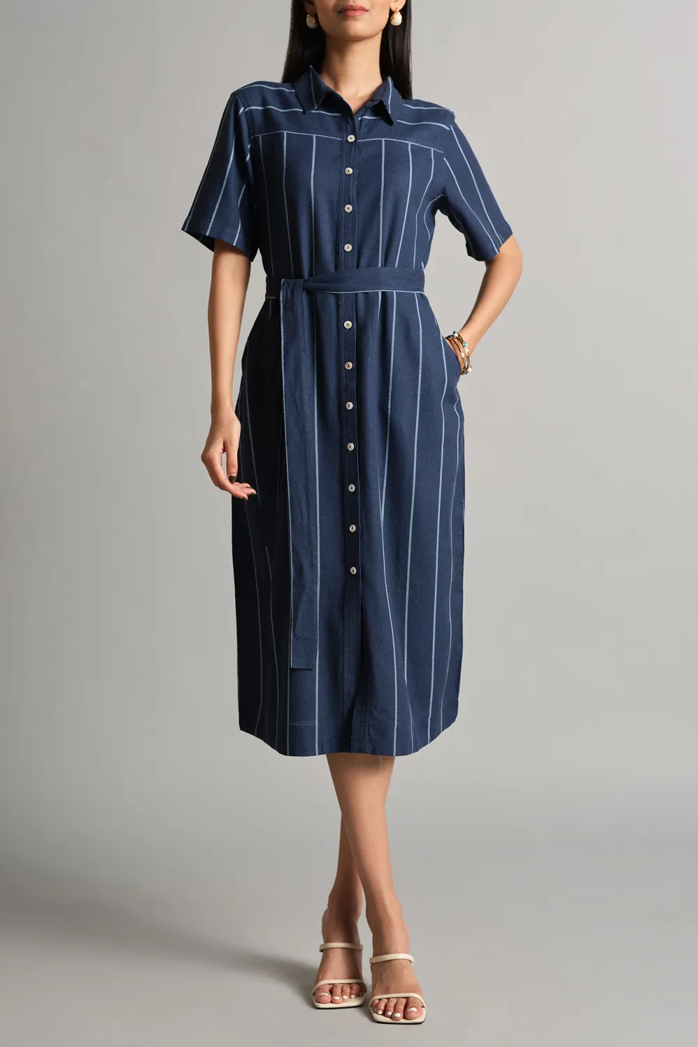Casual Style blue Striped Dress