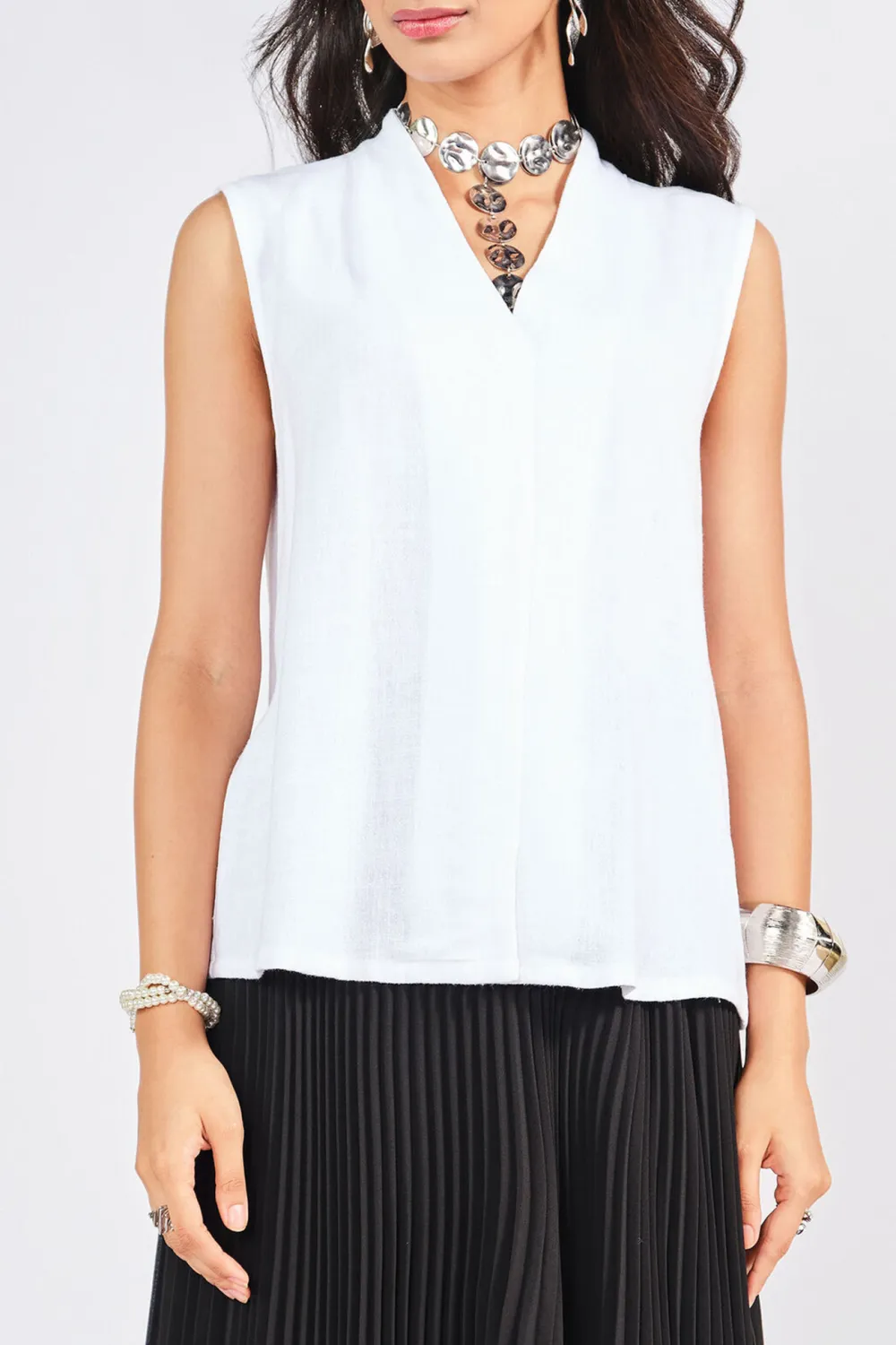 V-Neck Casual Style Plain Top