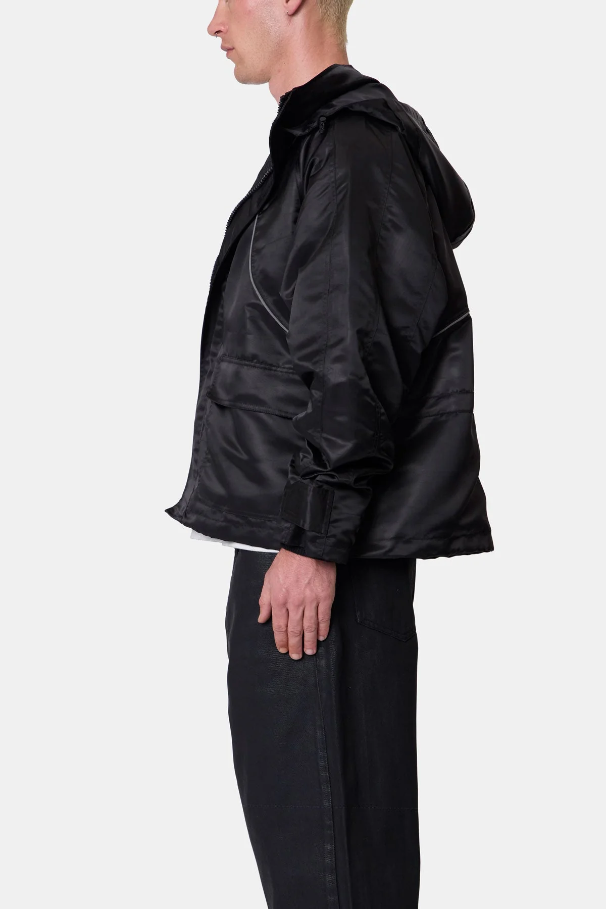 Reflective Piped Parka Jacket - Black