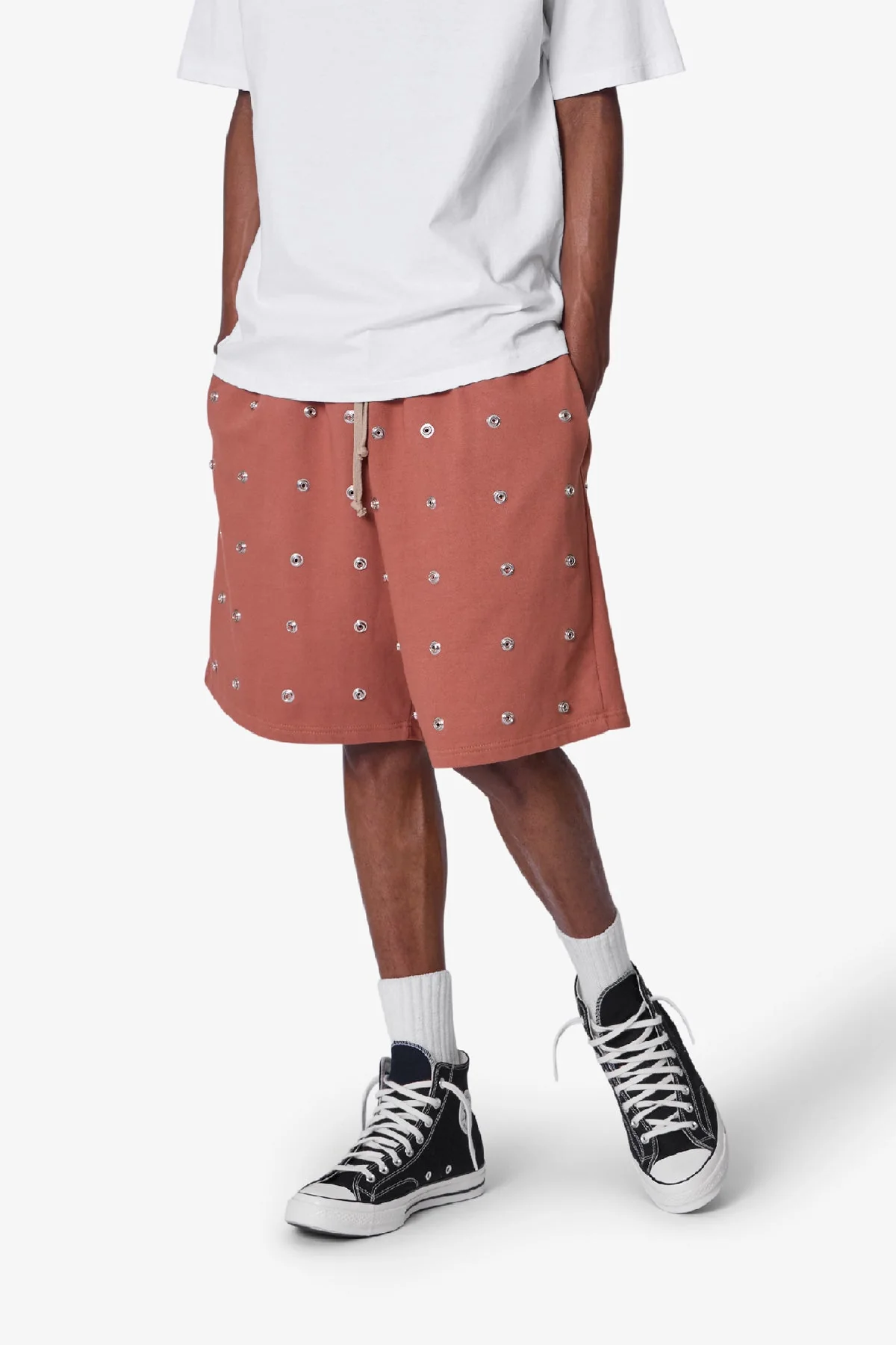 All Over Button Shorts - Rust