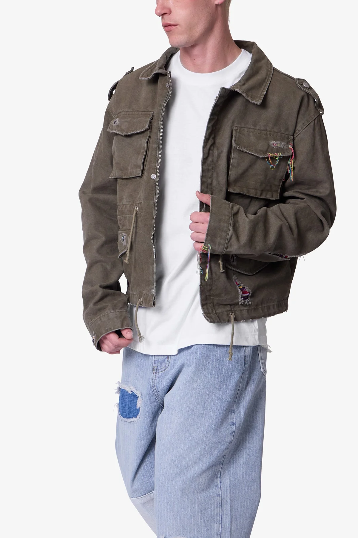 Dissolved Tribal Cargo Jacket - Washed Olive