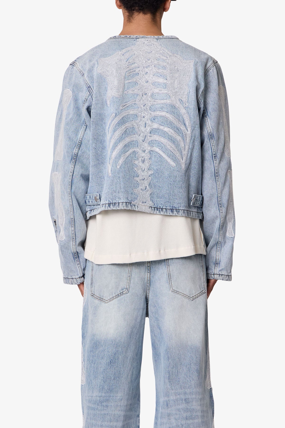Skeleton Moto Jacket - Washed Blue