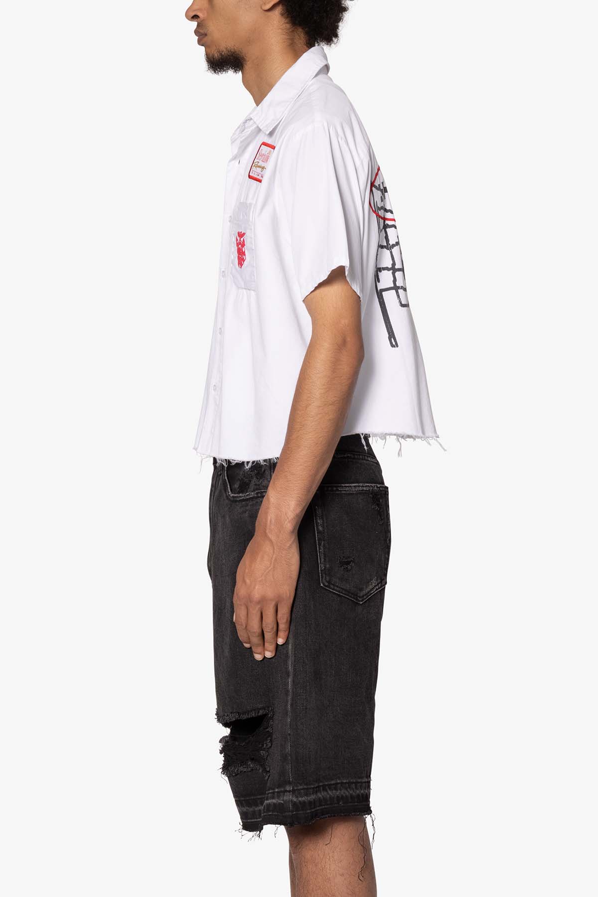 SHRC Checkered Flag Cropped Shirt - White