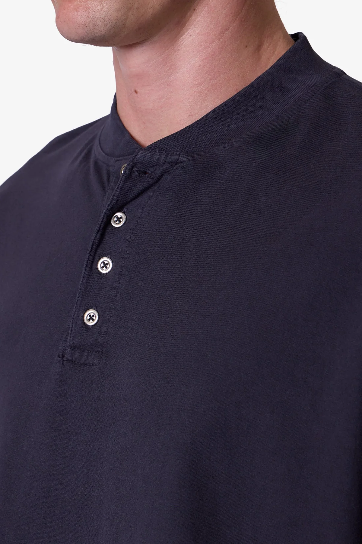Button Fastened Oversized L/S Tee - Washed Black