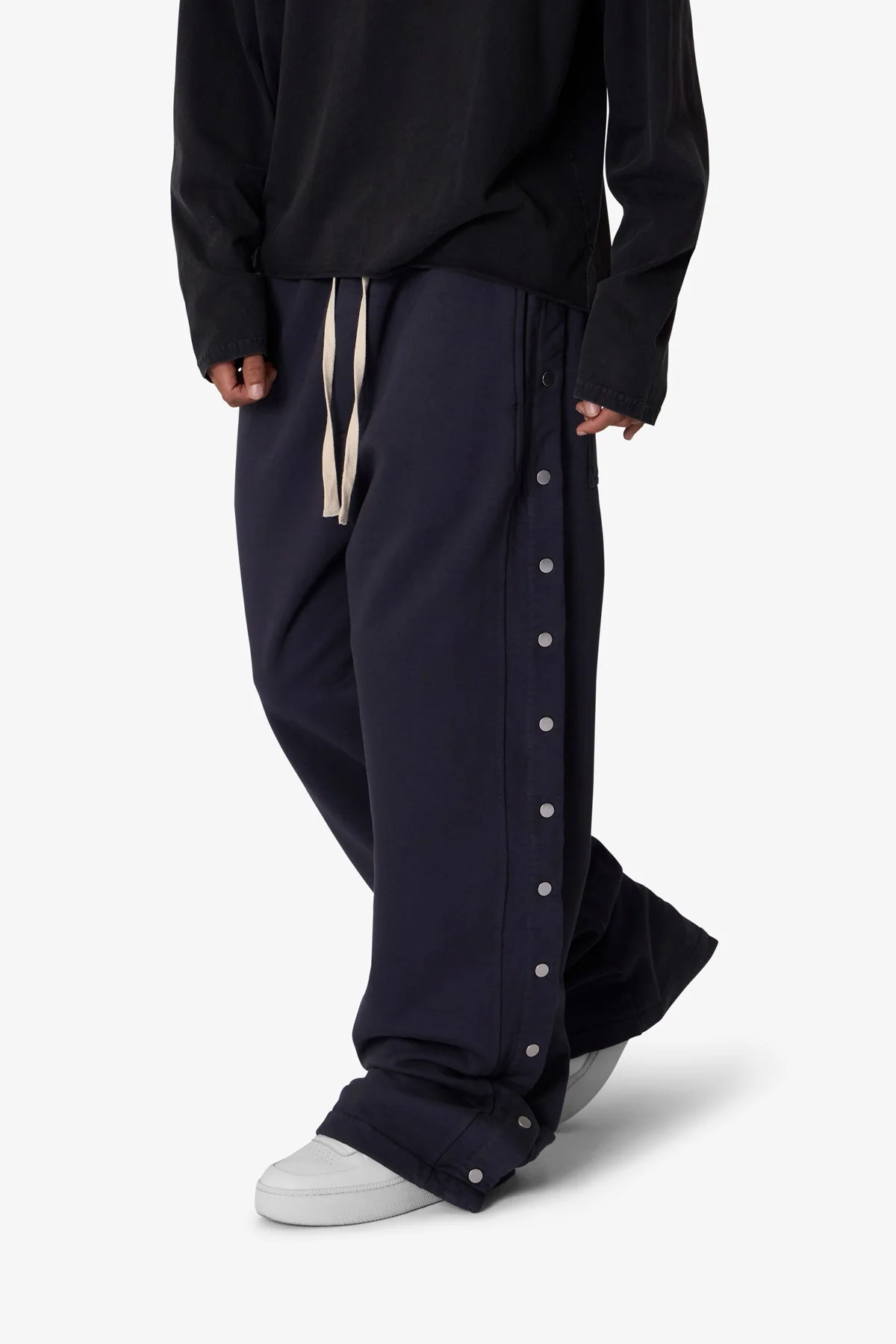 Side Snap Fleece Pants - Washed Black