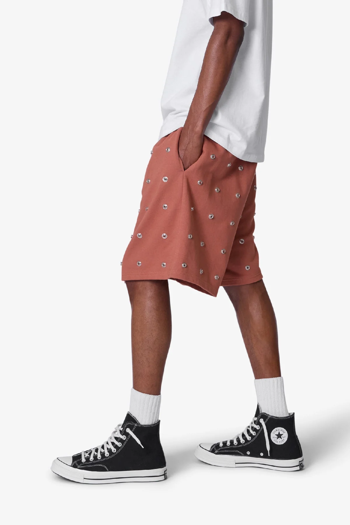 All Over Button Shorts - Rust