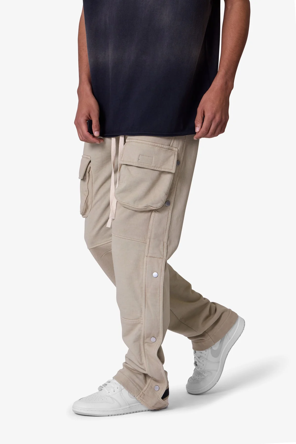 Snap Front Fleece Cargo Pants - Washed Earth