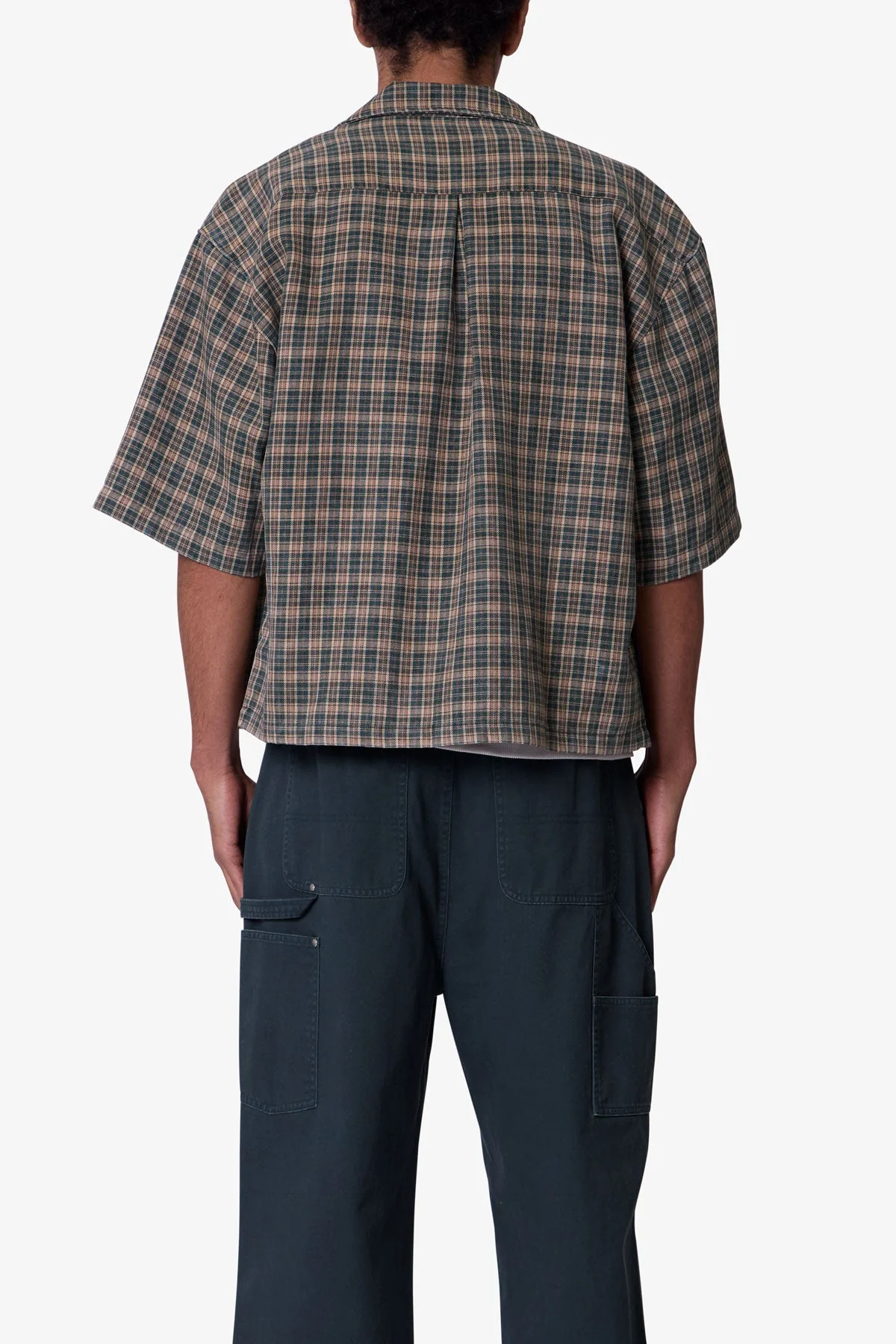 Washed Poplin Over Shirt - Green/Brown
