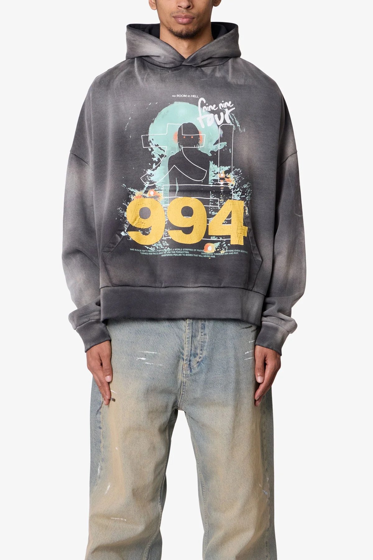 No Room in Hell Printed Hoodie - Washed Black