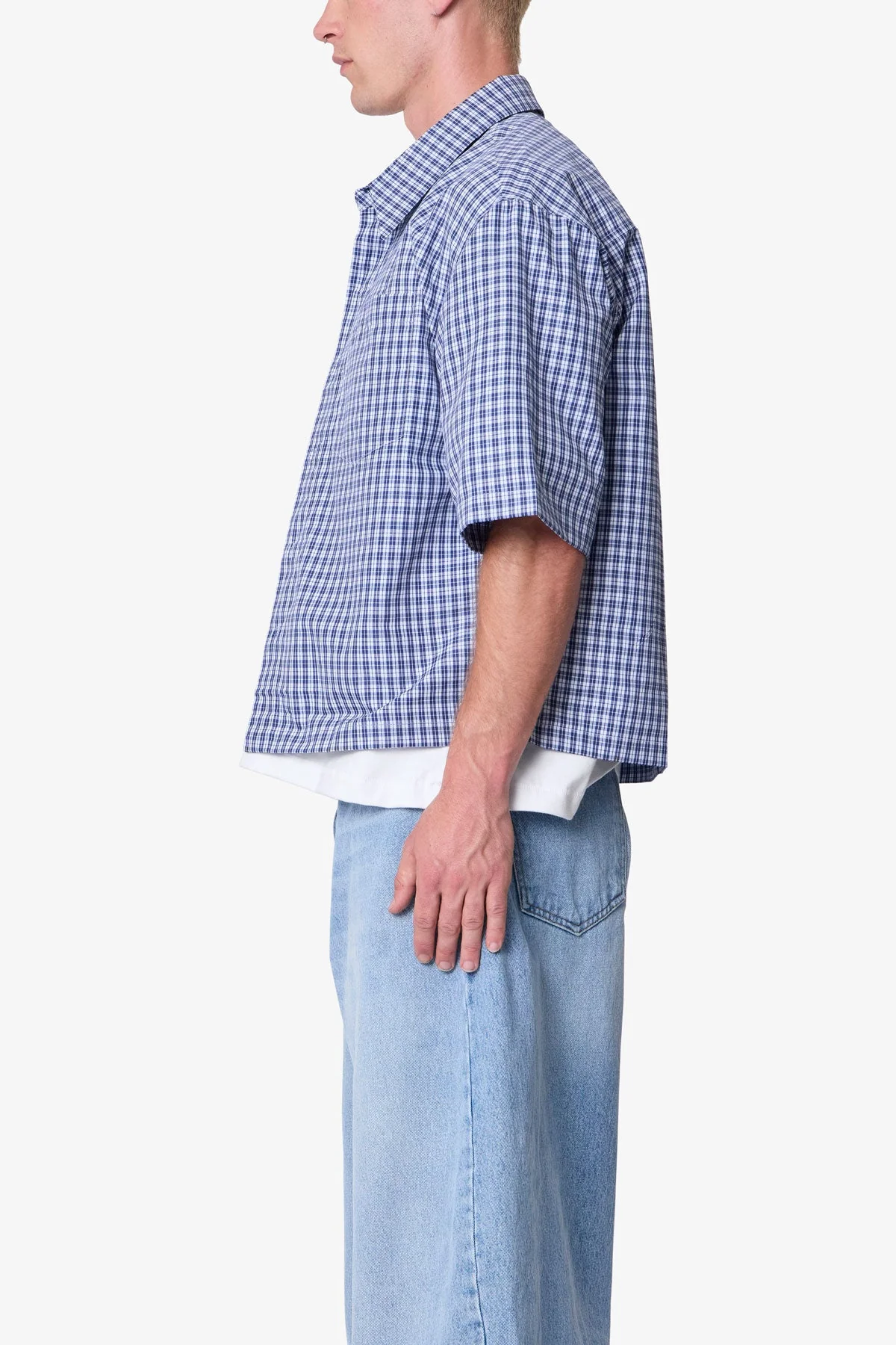 Crispy Poplin Over Shirt - Blue