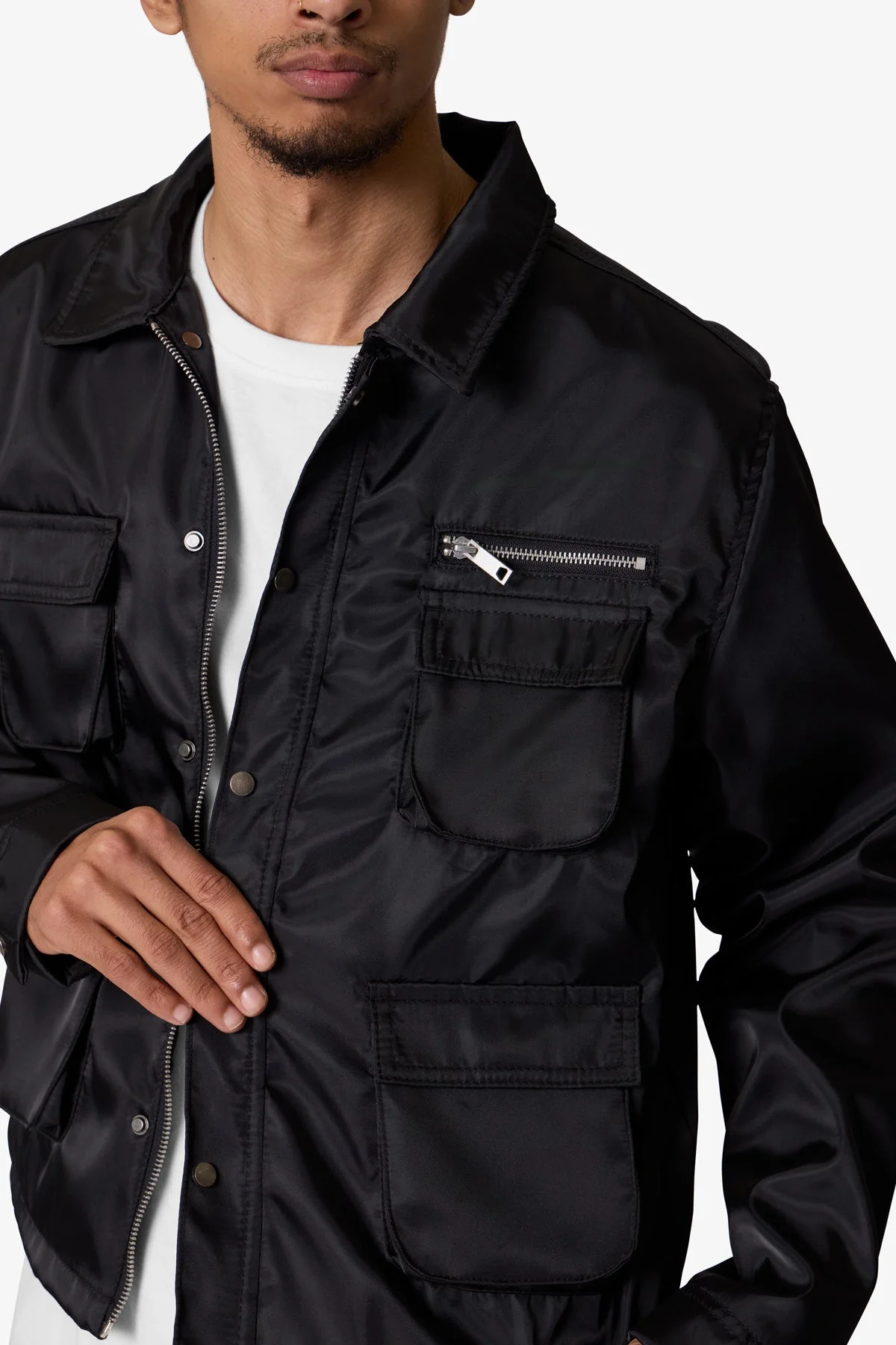 Snap Cargo Work Jacket - Black