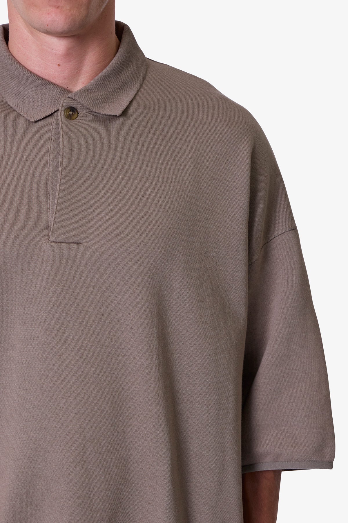 Oversized Knit Polo S/S Shirt - Bone