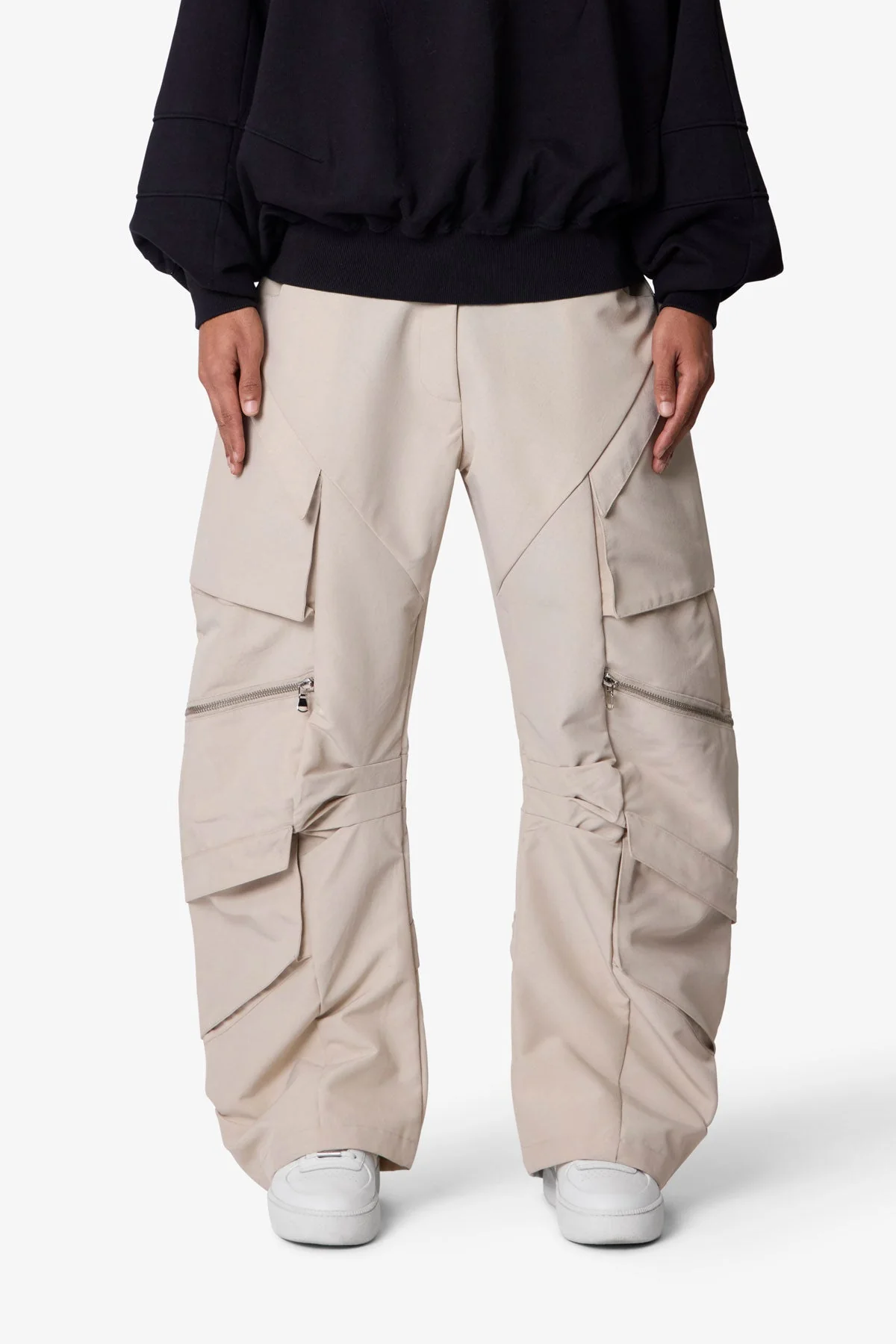 Cross Zip Cargo Pants - Off White