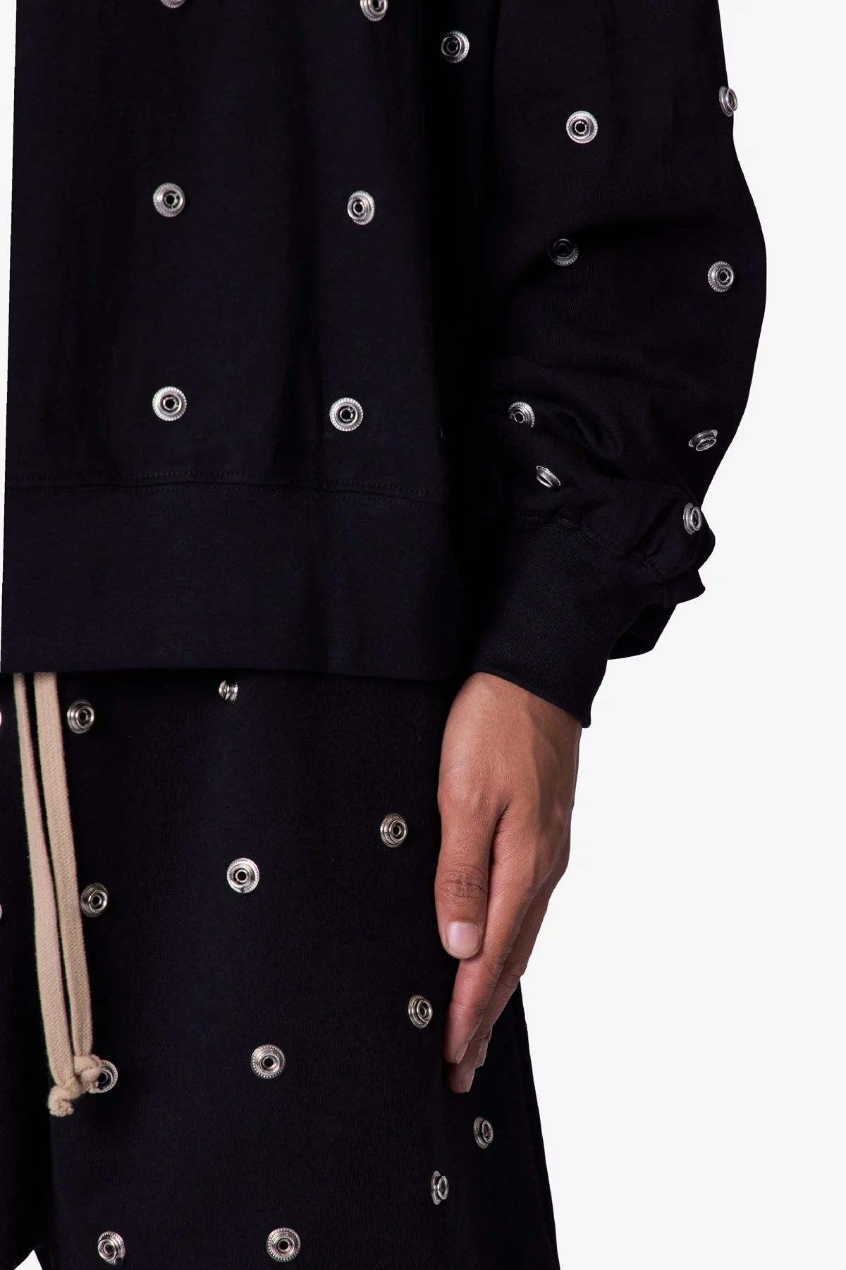 All Over Button Hoodie - Black