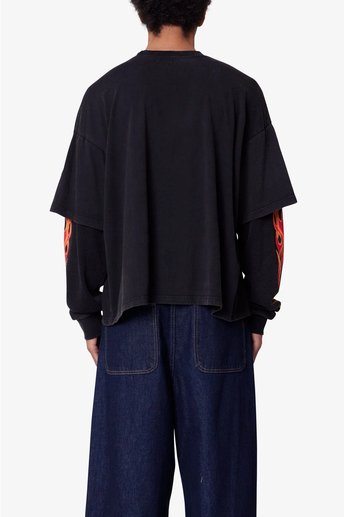 Double Layer Thermal Sleeve Tee - Washed Black
