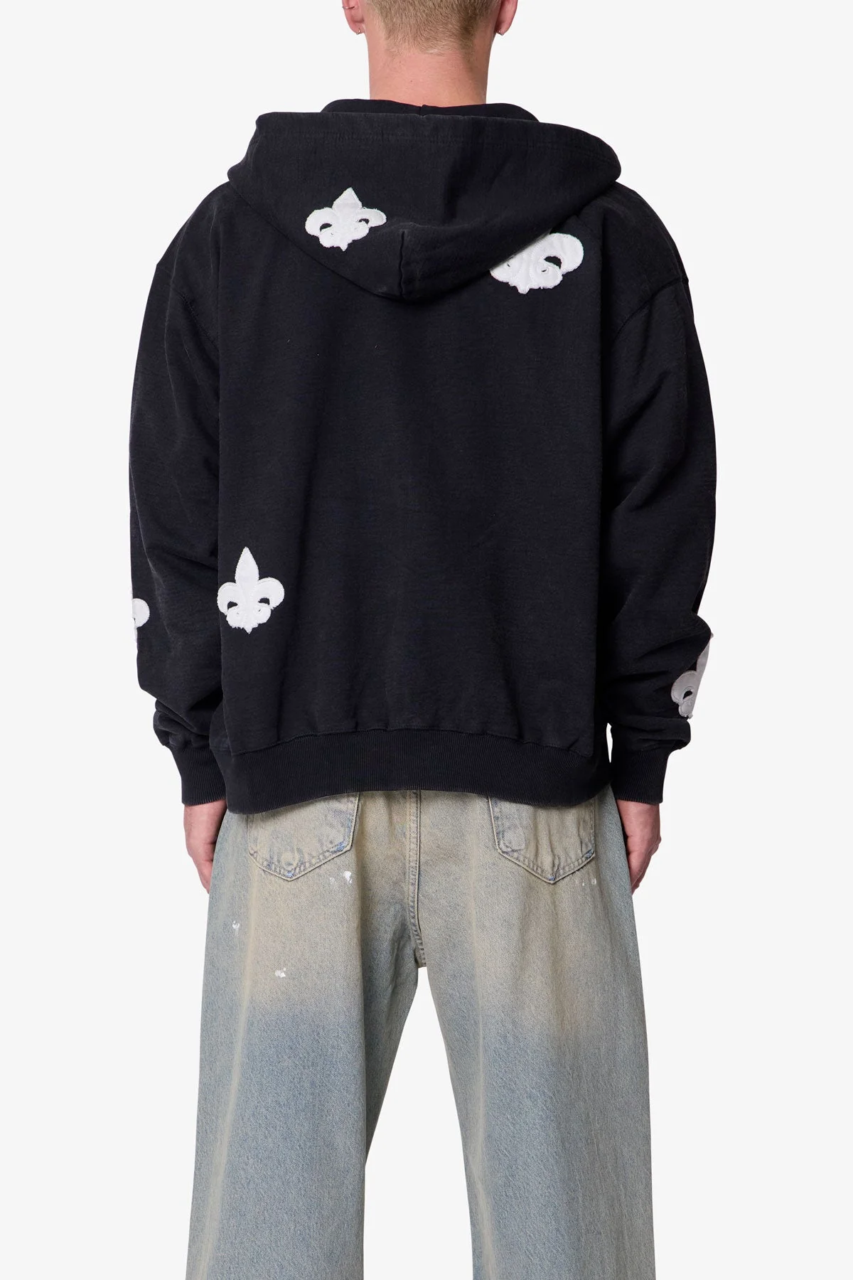 Fleur Zip Up Hoodie - Washed Black