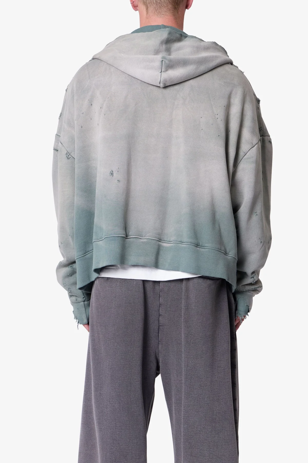 Distressed Thermal Lined Hoodie - Green