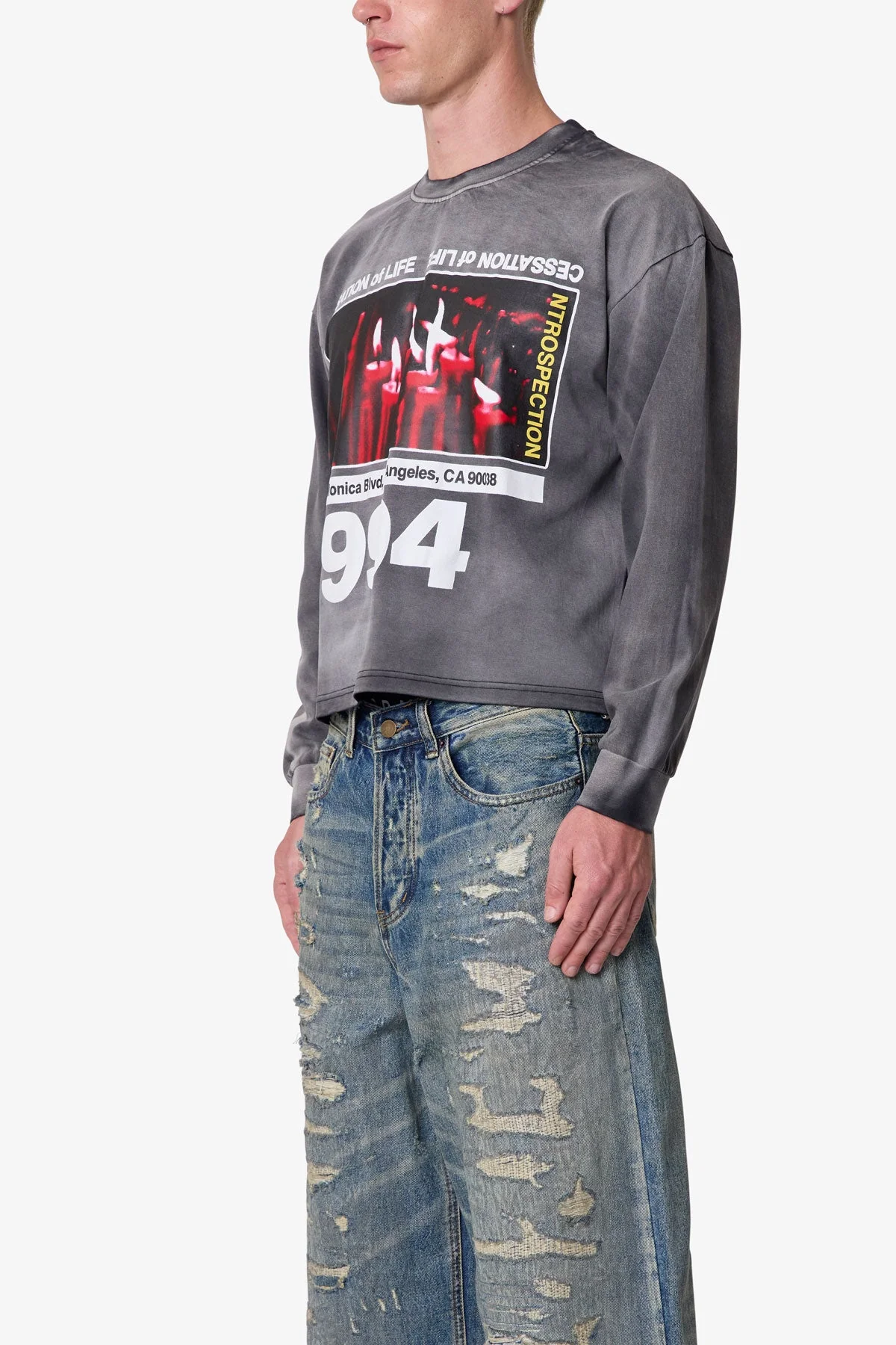 Cessation of Life Printed L/S Tee - Washed Black