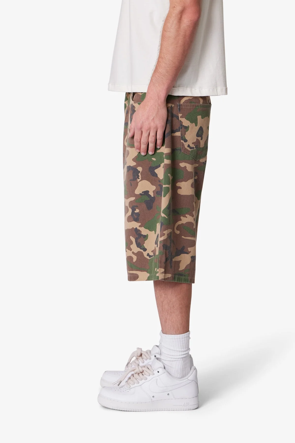 Baggy Camo Twill Shorts - Woodland Camo
