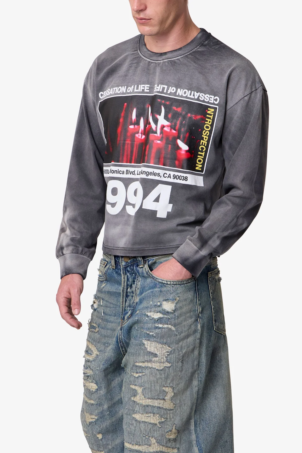 Cessation of Life Printed L/S Tee - Washed Black