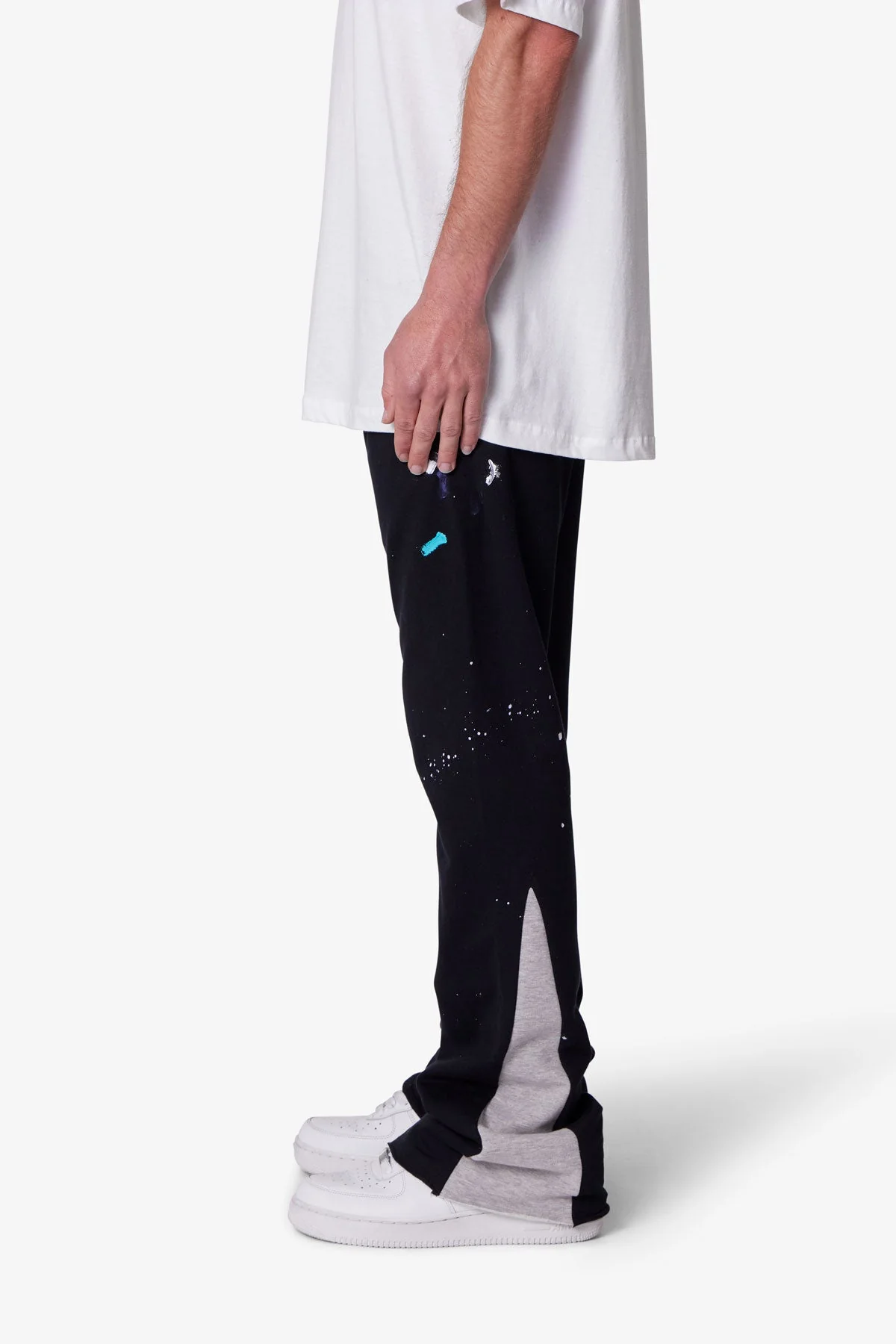 Contrast Bootcut Sweatpants - Black
