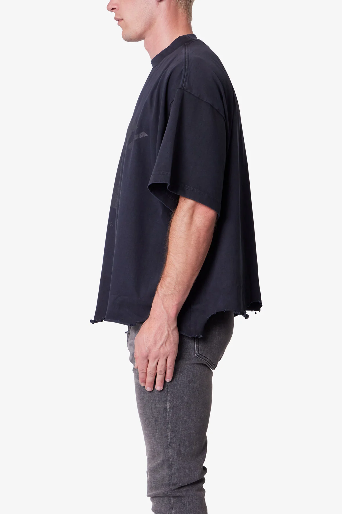 Moth Eaten Cropped Tee - Black