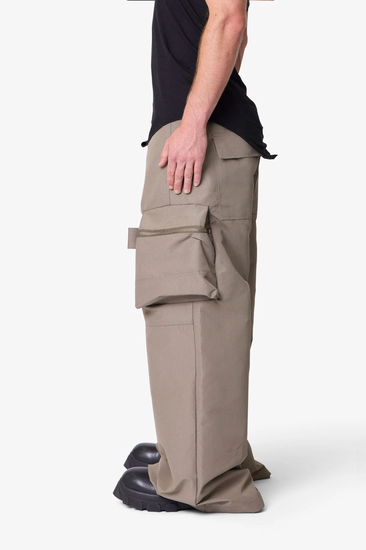 Zip Cargo Pocket Rave Pants - Tan