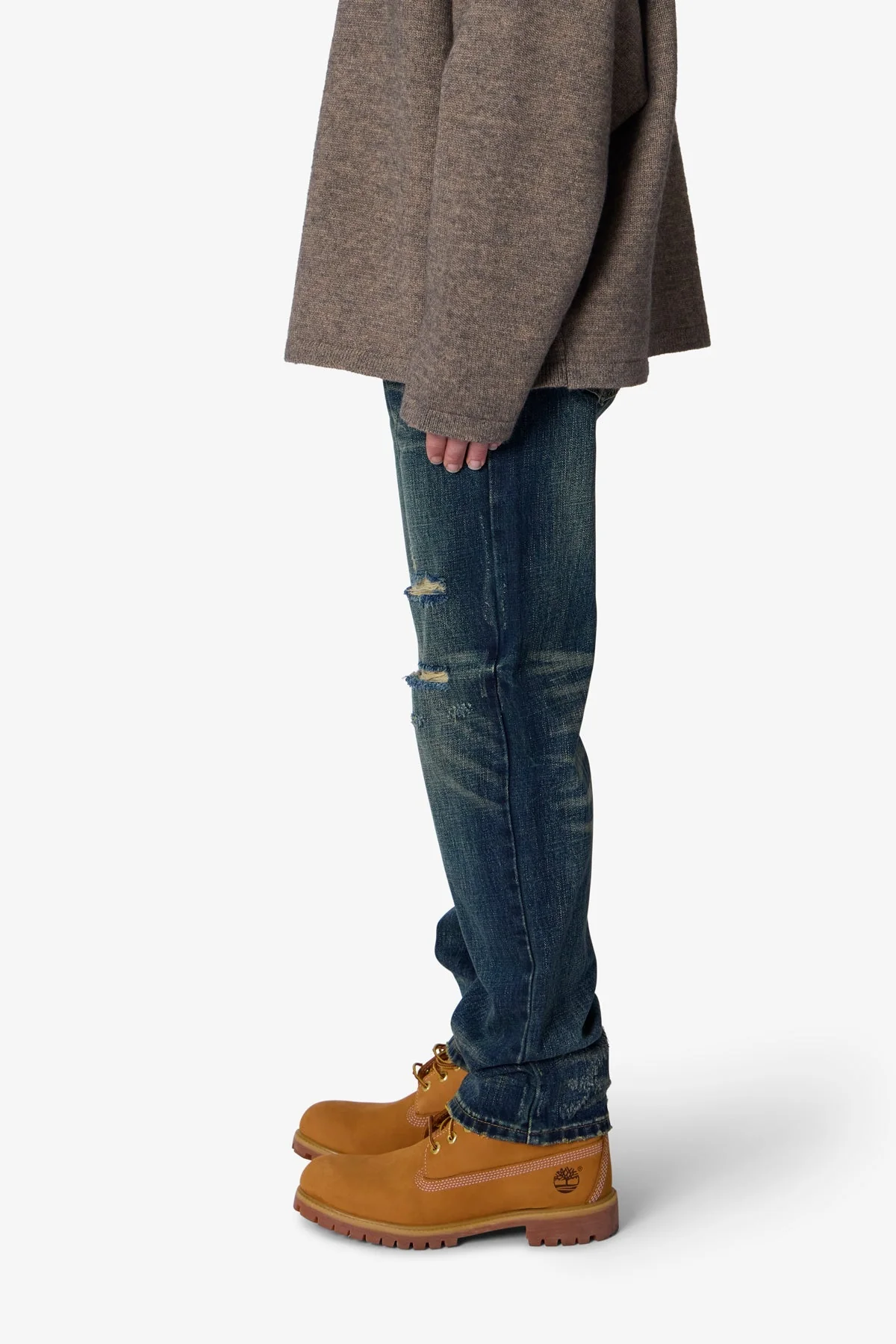 V726 Distressed Baggy Denim - Medium Blue