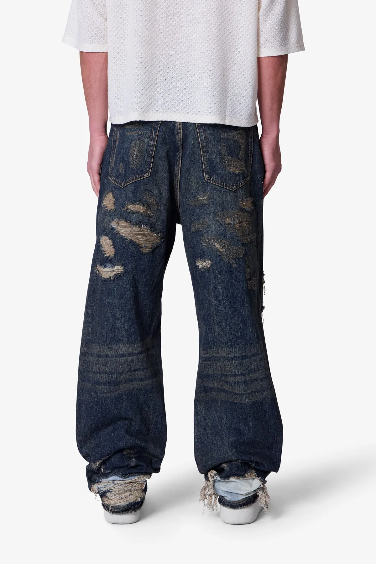 Ultra Baggy Gashed Denim - Blue