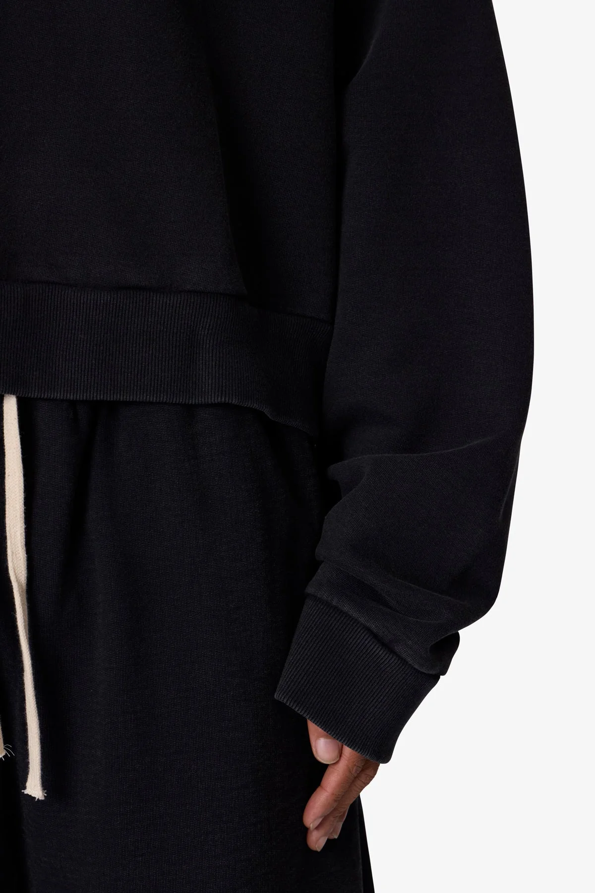 Cropped Crewneck - Washed Black