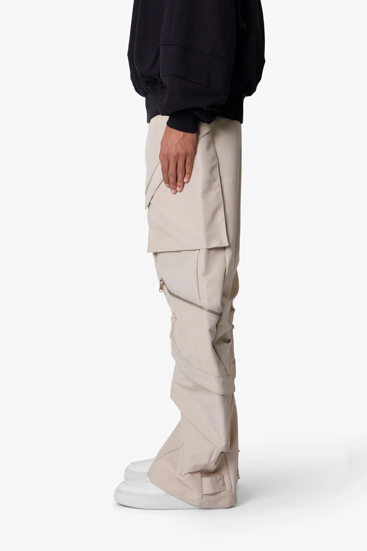 Cross Zip Cargo Pants - Off White