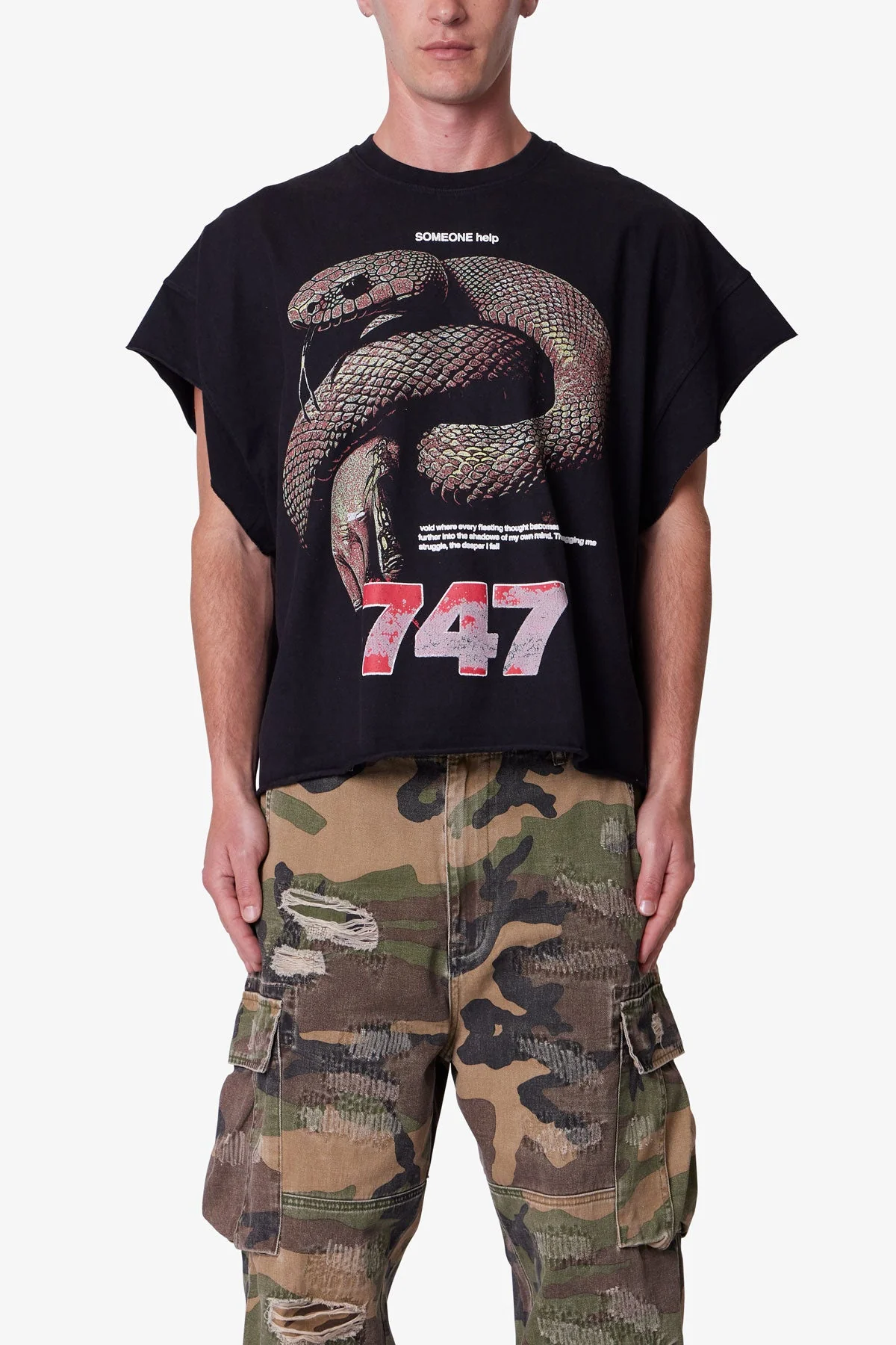 Snake Cutoff Tee - Vintage Black