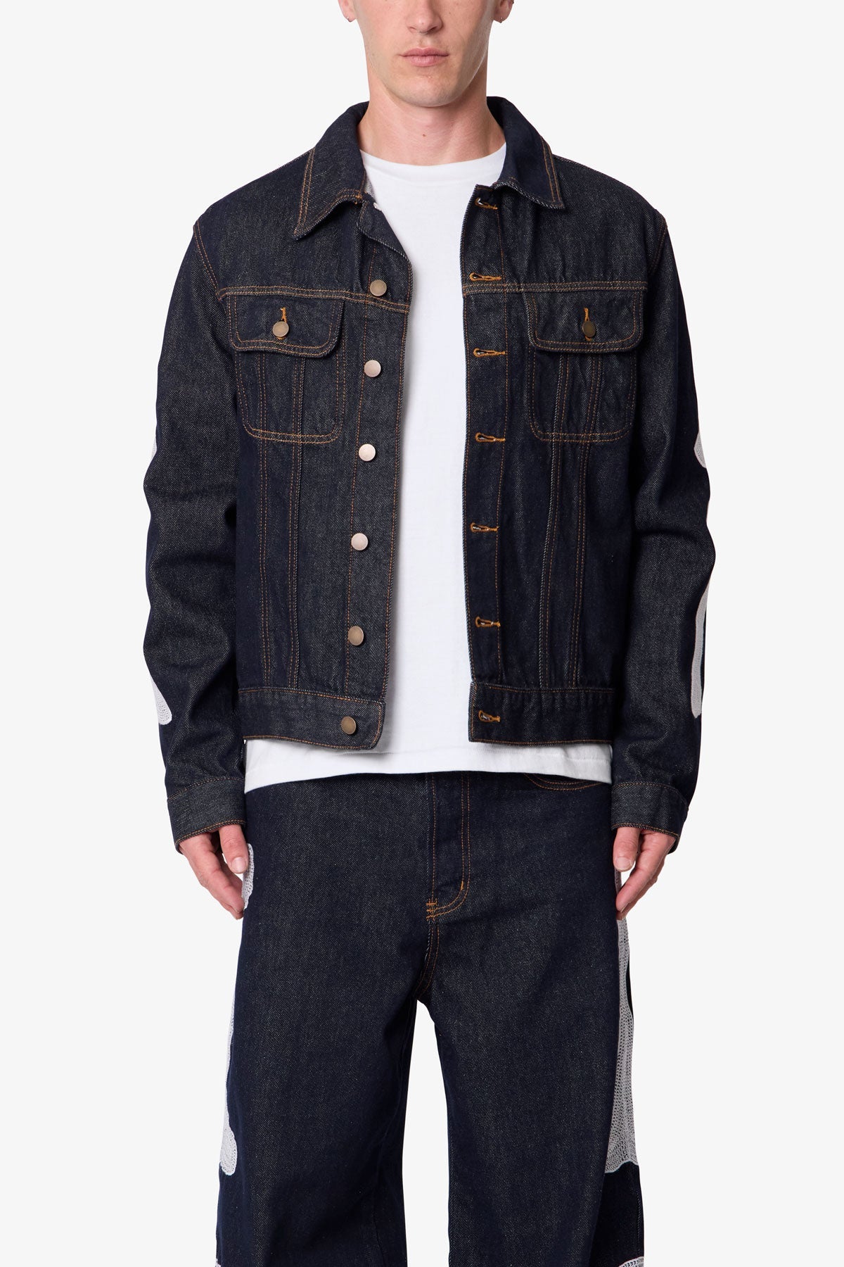 Raw Skeleton Trucker Jacket - Rinsed Indigo
