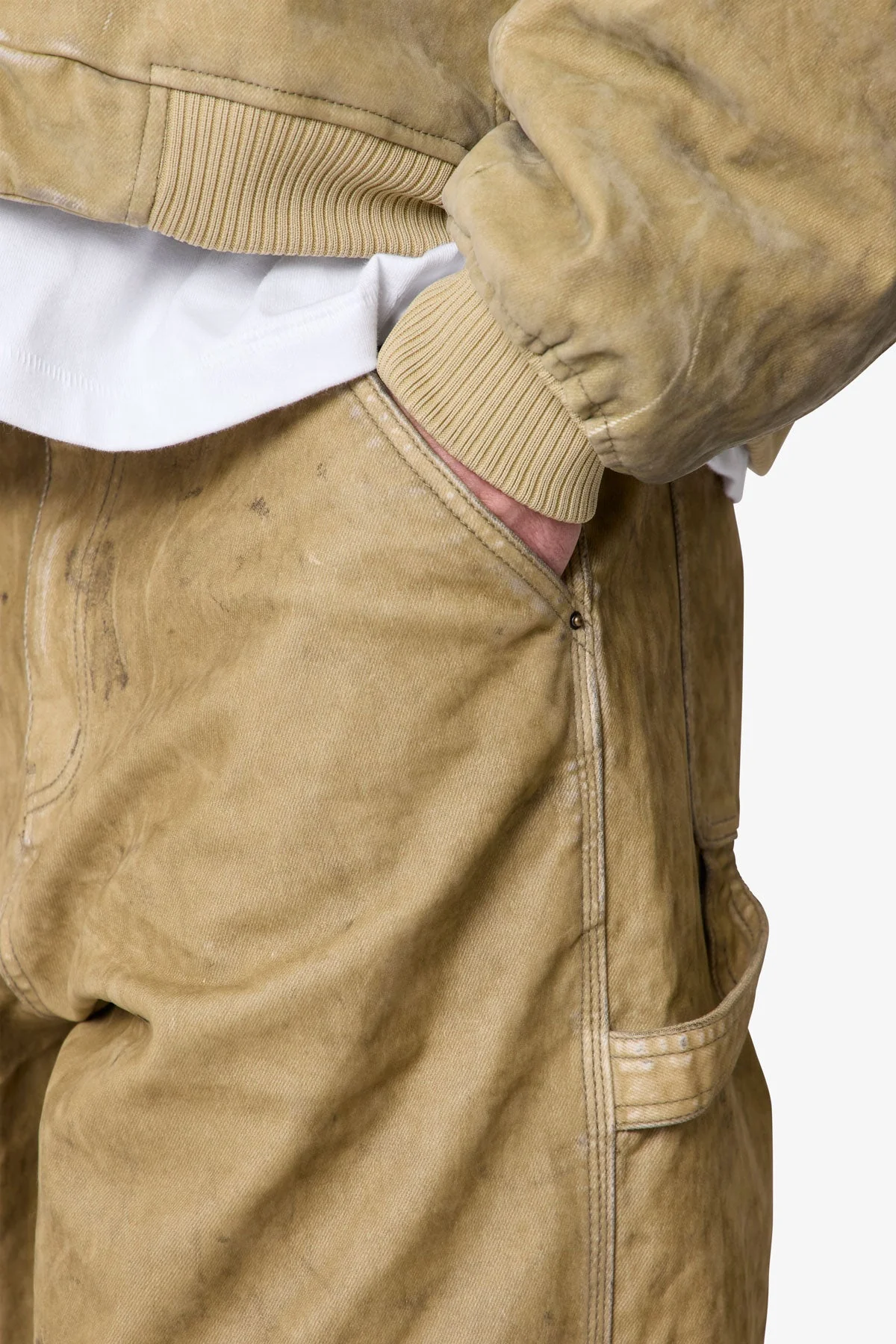 Flocked Oversized Work Pants - Tan
