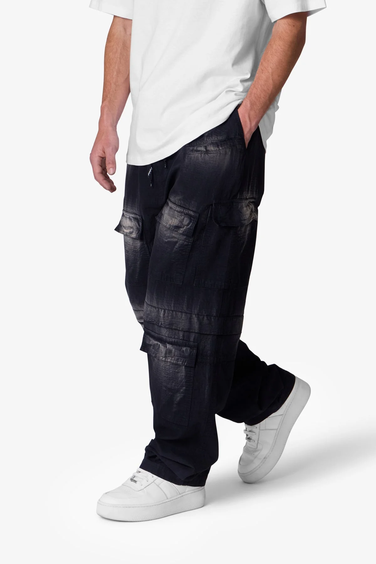 Oversized Cargo Pants - Washed Black