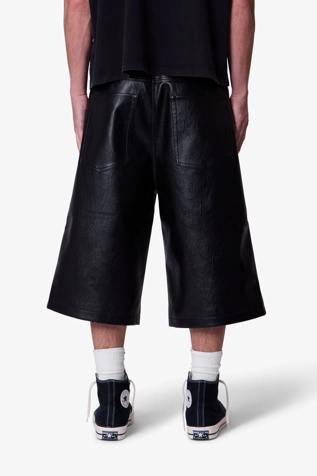 Ultra Baggy Leather Shorts - Black