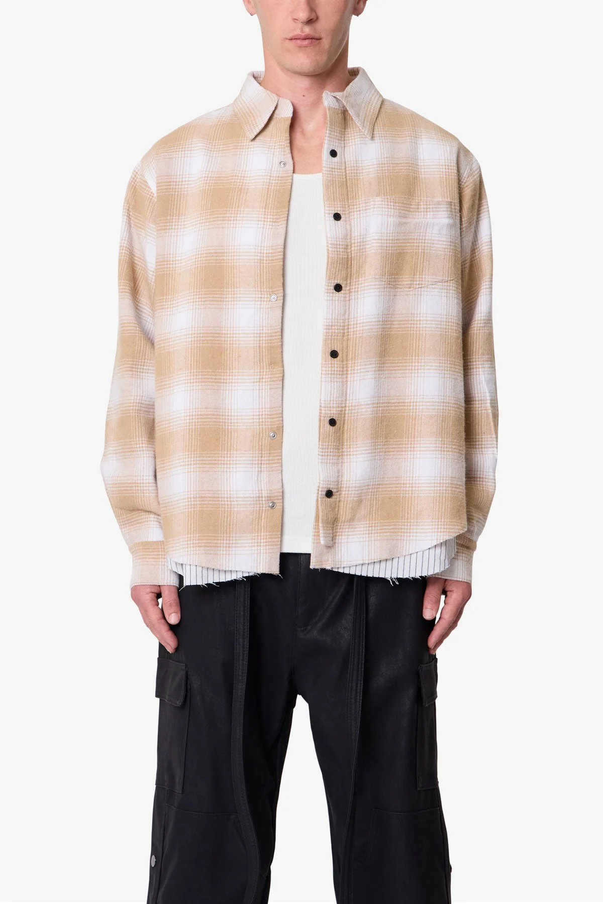 Double Layered Vintage Shirt - Tan