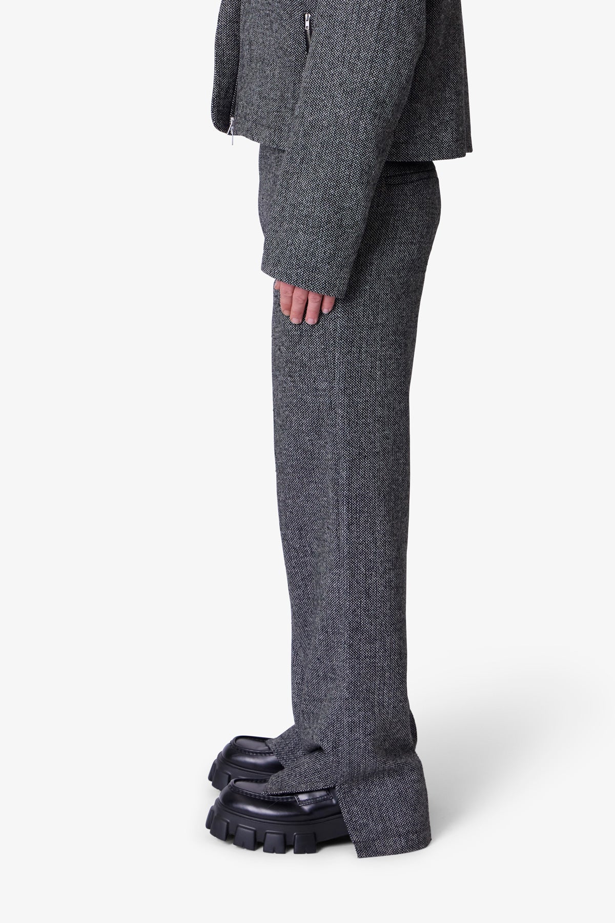 Tweed Trouser Pants - Black/Grey