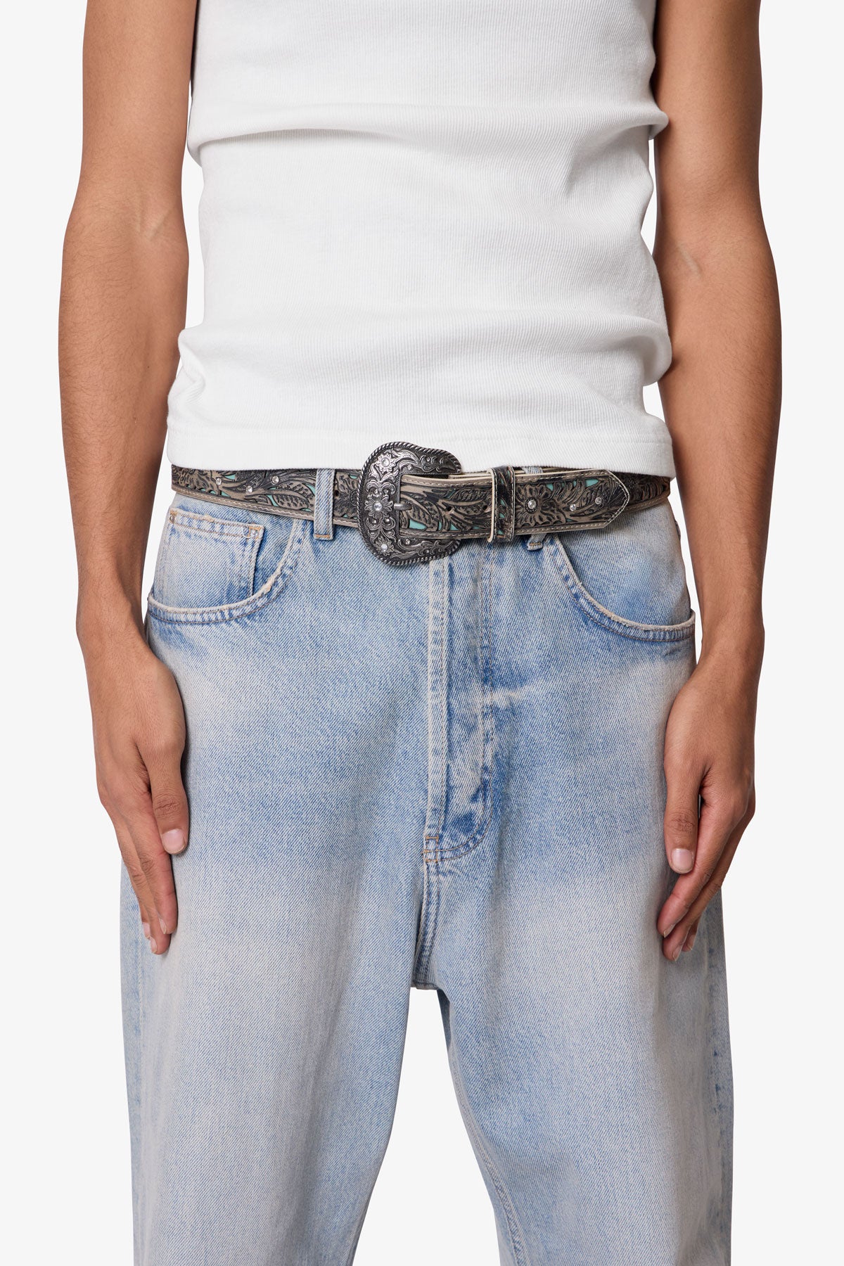 Western Cut Out Belt - Beige