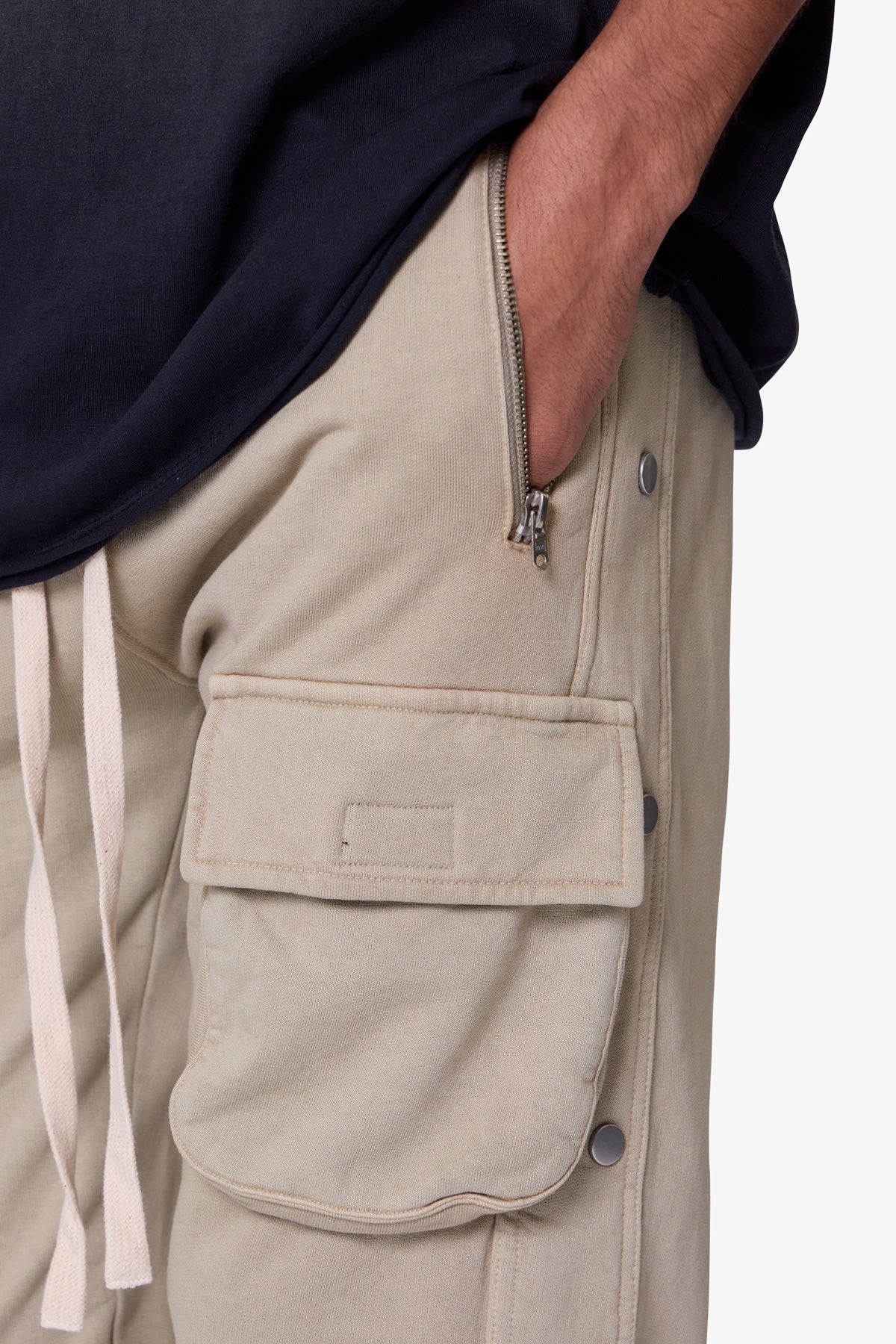 Snap Front Fleece Cargo Pants - Washed Earth