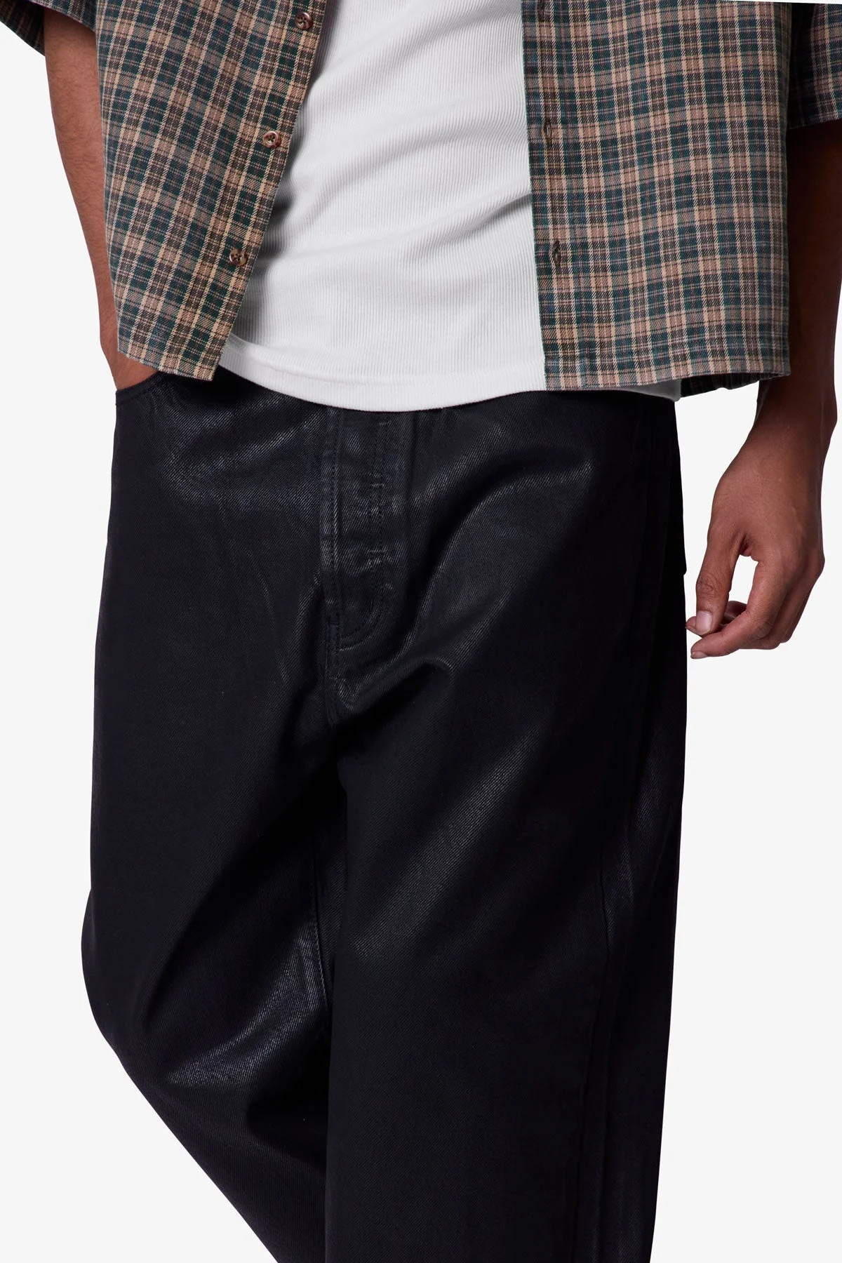 Waxed Ultra Baggy Denim - Black